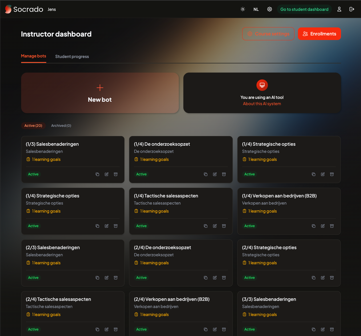 Socrado dashboard