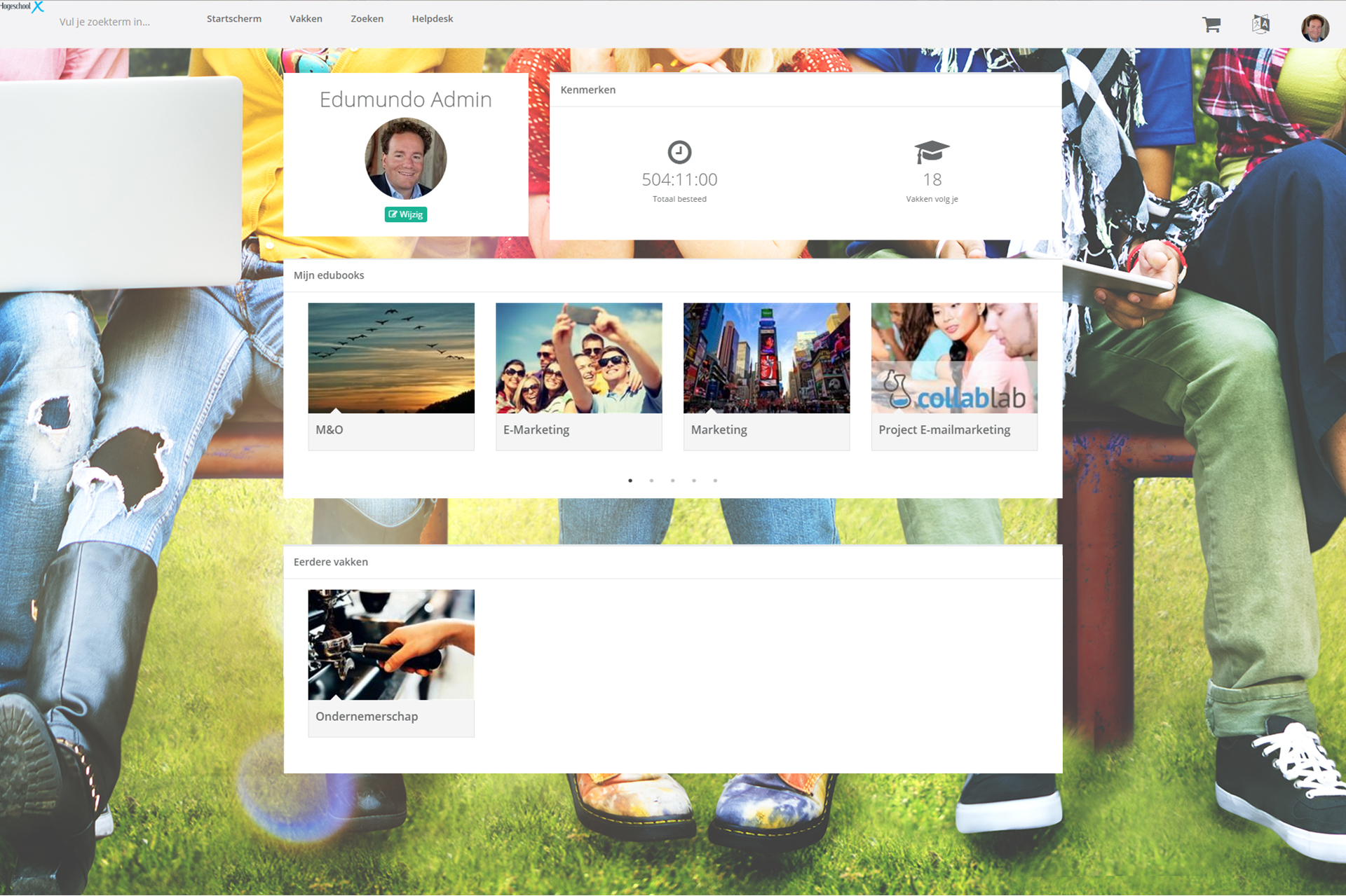 Edubook dashboard vóór redesign (pre-2018)