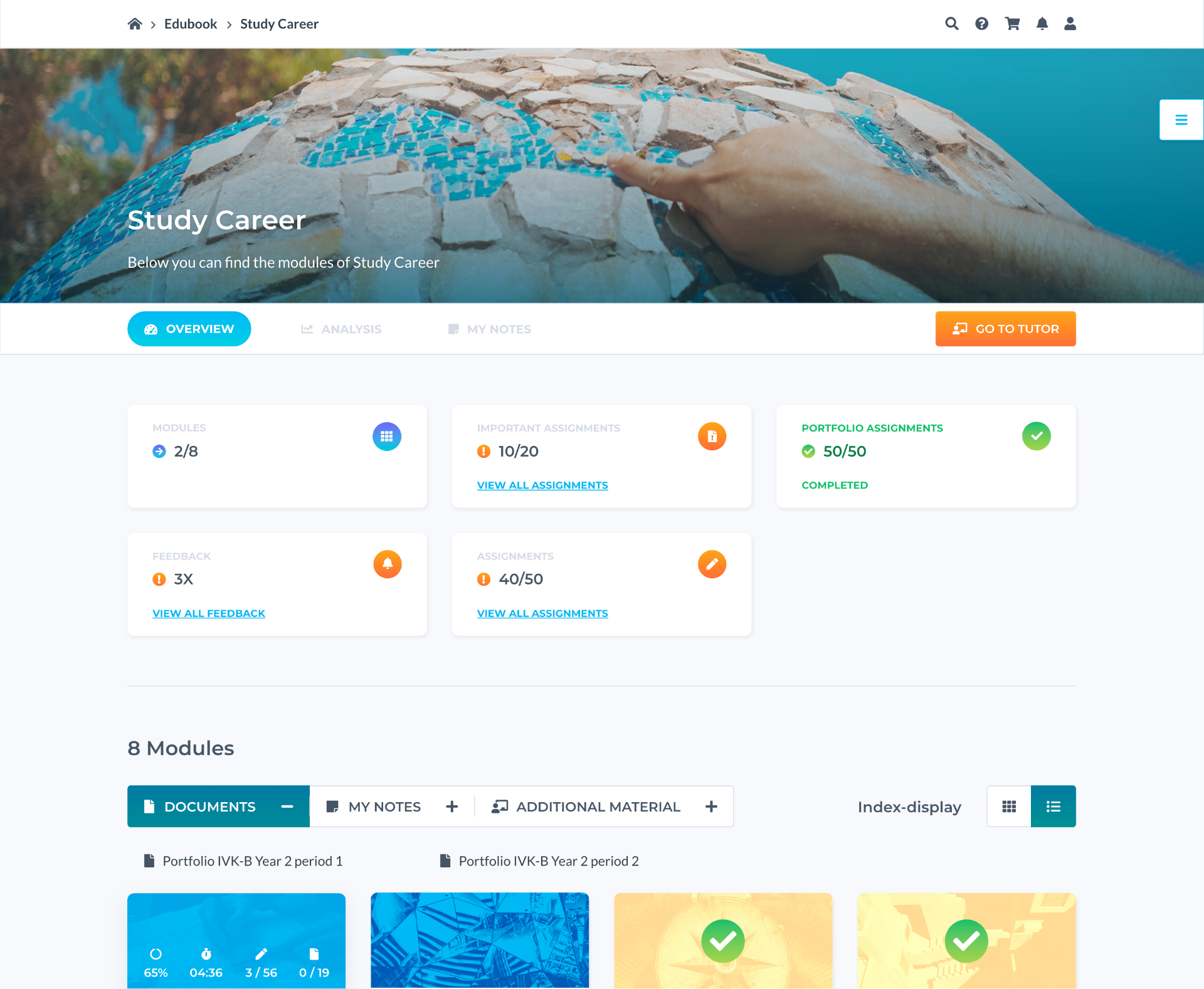 Edubook Study Career dashboard ná redesign (2021)